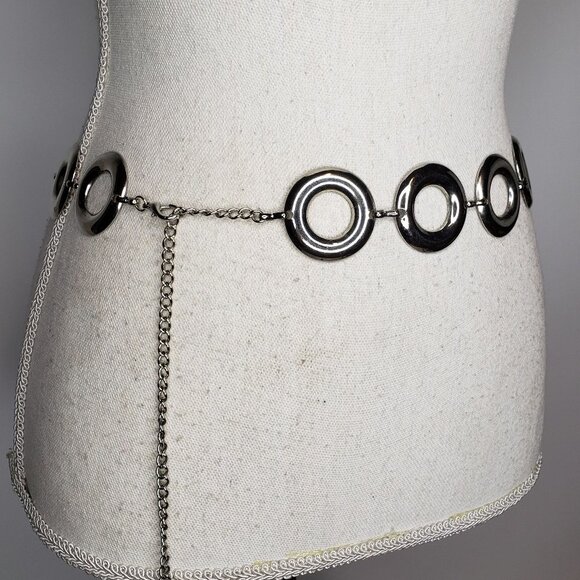 Silver Tone Ring Body Chain Belt OS - Picture 2 of 7